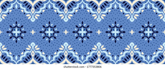 Oriental vector damask pattern. Talavera pottery. Azulejos portugal. Turkish ornament. Spanish porcelain. Ceramic tableware, folk print. Ethnic background. Mediterranean wallpaper.  Talavera pottery.