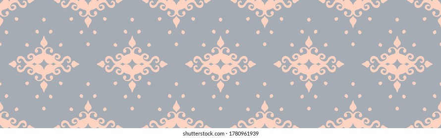 Patrón de damasco vector oriental. Cerámica de Talavera. Azulejos portugal. Ornamento turco. Porcelana española. Vajilla de cerámica, impresión folclórica. Origen étnico. Papel de pared mediterráneo.  Cerámica de Talavera.