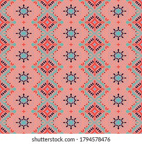 Oriental vector damask pattern. Talavera pottery. Azulejos portugal. Turkish ornament. Spanish porcelain. Ceramic tableware, folk print. Ethnic background. Mediterranean wallpaper.  Talavera pottery.