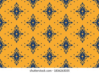 Oriental vector damask pattern. Talavera pottery. Azulejos portugal. Turkish ornament. Spanish porcelain. Ceramic tableware, folk print. Ethnic background. Mediterranean wallpaper.  Talavera pottery.