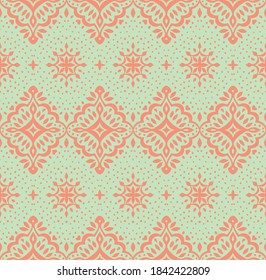 Oriental vector damask pattern. Talavera pottery. Azulejos portugal. Turkish ornament. Spanish porcelain. Ceramic tableware, folk print. Ethnic background. Mediterranean wallpaper.  Talavera pottery.