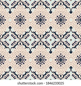 Oriental vector damask pattern. Talavera pottery. Azulejos portugal. Turkish ornament. Spanish porcelain. Ceramic tableware, folk print. Ethnic background. Mediterranean wallpaper.  Talavera pottery.