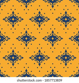 Oriental vector damask pattern. Talavera pottery. Azulejos portugal. Turkish ornament. Spanish porcelain. Ceramic tableware, folk print. Ethnic background. Mediterranean wallpaper.  Talavera pottery.