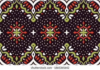 Oriental vector damask pattern. Talavera pottery. Azulejos portugal. Turkish ornament. Spanish porcelain. Ceramic tableware, folk print. Ethnic background. Mediterranean wallpaper.  Talavera pottery.