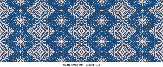 Oriental vector damask pattern. Talavera pottery. Azulejos portugal. Turkish ornament. Spanish porcelain. Ceramic tableware, folk print. Ethnic background. Mediterranean wallpaper.  Talavera pottery.