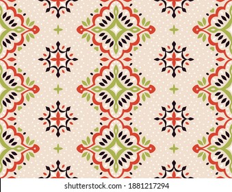 Oriental vector damask pattern. Talavera pottery. Azulejos portugal. Turkish ornament. Spanish porcelain. Ceramic tableware, folk print. Ethnic background. Mediterranean wallpaper.  Talavera pottery.