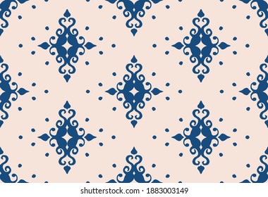 Oriental vector damask pattern. Talavera pottery. Azulejos portugal. Turkish ornament. Spanish porcelain. Ceramic tableware, folk print. Ethnic background. Mediterranean wallpaper.  Talavera pottery.