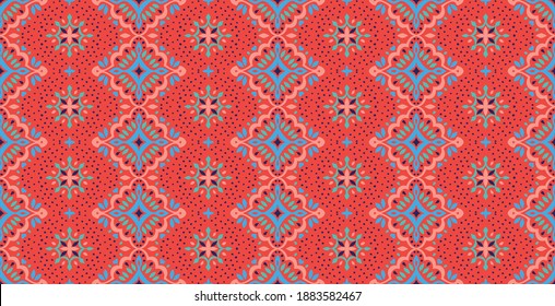 Oriental vector damask pattern. Talavera pottery. Azulejos portugal. Turkish ornament. Spanish porcelain. Ceramic tableware, folk print. Ethnic background. Mediterranean wallpaper.  Talavera pottery.