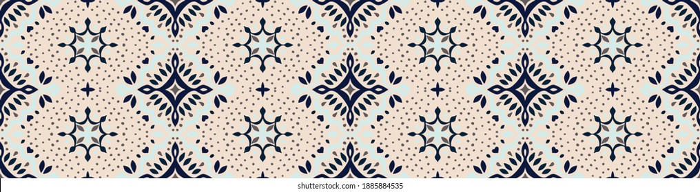 Oriental vector damask pattern. Talavera pottery. Azulejos portugal. Turkish ornament. Spanish porcelain. Ceramic tableware, folk print. Ethnic background. Mediterranean wallpaper.  Talavera pottery.