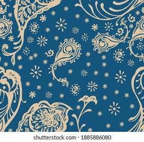 Oriental vector damask pattern. Talavera pottery. Azulejos portugal. Turkish ornament. Spanish porcelain. Ceramic tableware, folk print. Ethnic background. Mediterranean wallpaper.  Talavera pottery.