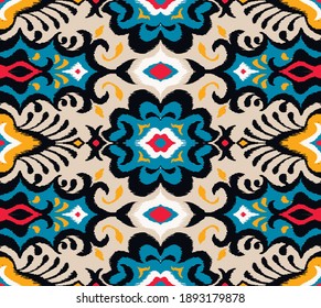 Oriental vector damask pattern. Talavera pottery. Azulejos portugal. Turkish ornament. Spanish porcelain. Ceramic tableware, folk print. Ethnic background. Mediterranean wallpaper.  Talavera pottery.