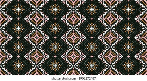 Oriental vector damask pattern. Talavera pottery. Azulejos portugal. Turkish ornament. Spanish porcelain. Ceramic tableware, folk print. Ethnic background. Mediterranean wallpaper.  Talavera pottery.