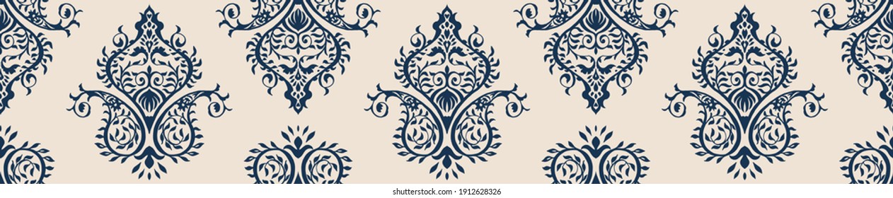 Oriental vector damask pattern. Talavera pottery. Azulejos portugal. Turkish ornament. Spanish porcelain. Ceramic tableware, folk print. Ethnic background. Mediterranean wallpaper.  Talavera pottery.