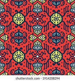 Motif oriental vectoriel damassé. La poterie Talavera. Azulejos portugal. L'ornement turc. Porcelaine espagnole. Vaisselle en céramique, papier folklorique. Arrière-plan ethnique. Fond d'écran méditerranéen.  La poterie Talavera.