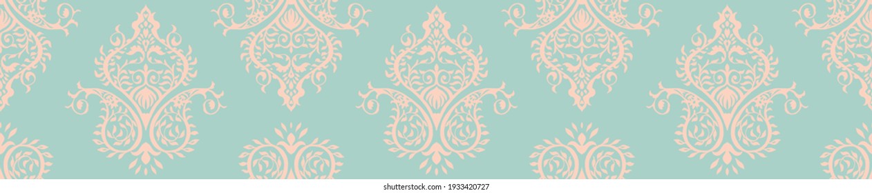 Patrón de damasco vector oriental. Cerámica de Talavera. Azulejos portugal. Ornamento turco. Porcelana española. Vajilla de cerámica, impresión folclórica. Origen étnico. Papel de pared mediterráneo.  Cerámica de Talavera.