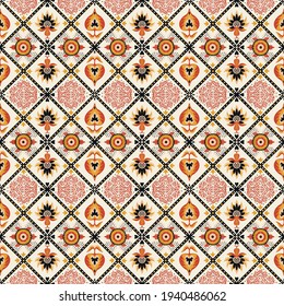 Oriental vector damask pattern. Talavera pottery. Azulejos portugal. Turkish ornament. Spanish porcelain. Ceramic tableware, folk print. Ethnic background. Mediterranean wallpaper.  Talavera pottery.