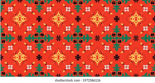 Oriental vector damask pattern. Talavera pottery. Azulejos portugal. Turkish ornament. Spanish porcelain. Ceramic tableware, folk print. Ethnic background. Mediterranean wallpaper.  Talavera pottery.