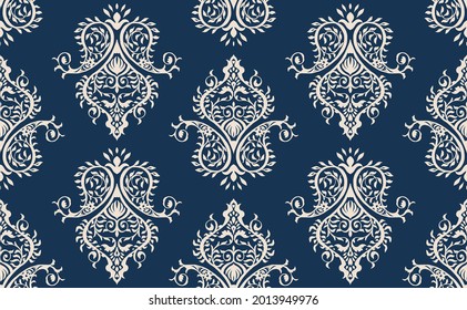 Oriental vector damask pattern. Talavera pottery. Azulejos portugal. Turkish ornament. Spanish porcelain. Ceramic tableware, folk print. Ethnic background. Mediterranean wallpaper.  Talavera pottery.