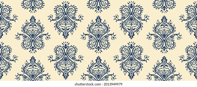 Oriental vector damask pattern. Talavera pottery. Azulejos portugal. Turkish ornament. Spanish porcelain. Ceramic tableware, folk print. Ethnic background. Mediterranean wallpaper.  Talavera pottery.