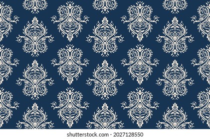 Oriental vector damask pattern. Talavera pottery. Azulejos portugal. Turkish ornament. Spanish porcelain. Ceramic tableware, folk print. Ethnic background. Mediterranean wallpaper.  Talavera pottery.