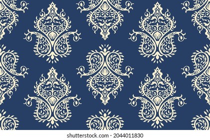 Oriental vector damask pattern. Talavera pottery. Azulejos portugal. Turkish ornament. Spanish porcelain. Ceramic tableware, folk print. Ethnic background. Mediterranean wallpaper.  Talavera pottery.