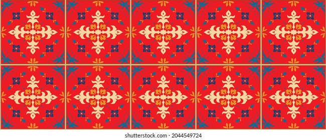 Oriental vector damask pattern. Talavera pottery. Azulejos portugal. Turkish ornament. Spanish porcelain. Ceramic tableware, folk print. Ethnic background. Mediterranean wallpaper. Talavera pottery.