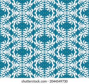 Oriental vector damask pattern. Talavera pottery. Azulejos portugal. Turkish ornament. Spanish porcelain. Ceramic tableware, folk print. Ethnic background. Mediterranean wallpaper. Talavera pottery.