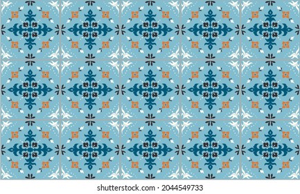 Oriental vector damask pattern. Talavera pottery. Azulejos portugal. Turkish ornament. Spanish porcelain. Ceramic tableware, folk print. Ethnic background. Mediterranean wallpaper. Talavera pottery.