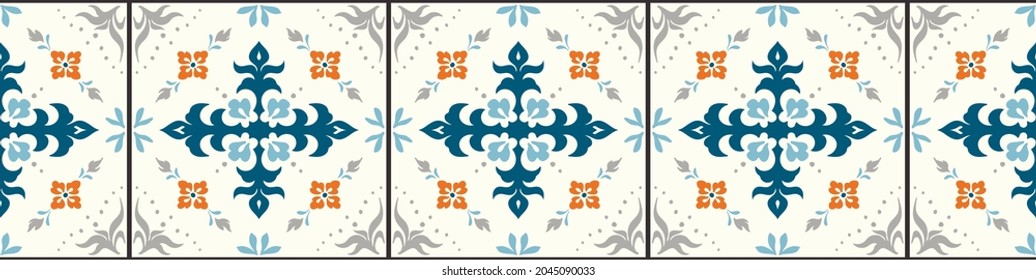 Oriental vector damask pattern. Talavera pottery. Azulejos portugal. Turkish ornament. Spanish porcelain. Ceramic tableware, folk print. Ethnic background. Mediterranean wallpaper. Talavera pottery.