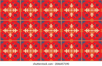 Oriental vector damask pattern. Talavera pottery. Azulejos portugal. Turkish ornament. Spanish porcelain. Ceramic tableware, folk print. Ethnic background. Mediterranean wallpaper. Talavera pottery.