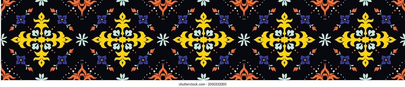 Oriental vector damask pattern. Talavera pottery. Azulejos portugal. Turkish ornament. Spanish porcelain. Ceramic tableware, folk print. Ethnic background. Mediterranean wallpaper. Talavera pottery.