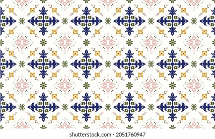 Oriental vector damask pattern. Talavera pottery. Azulejos portugal. Turkish ornament. Spanish porcelain. Ceramic tableware, folk print. Ethnic background. Mediterranean wallpaper. Talavera pottery.