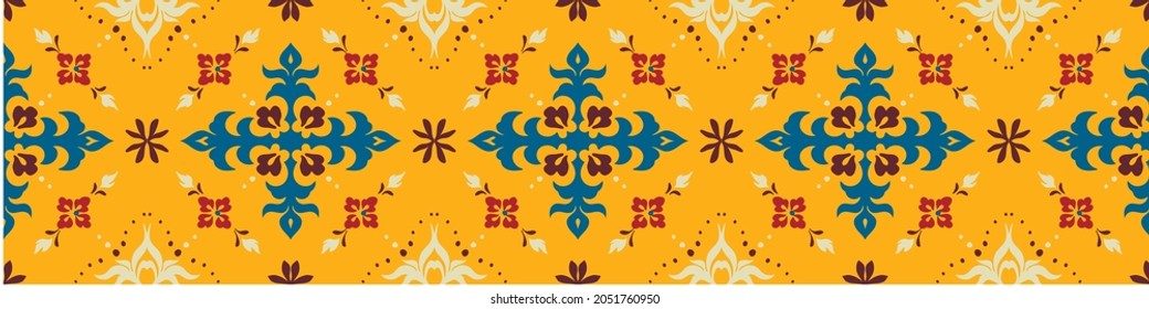 Patrón de damasco vector oriental. Cerámica de Talavera. Azulejos portugal. Ornamento turco. Porcelana española. Vajilla de cerámica, impresión folclórica. Origen étnico. Papel de pared mediterráneo. Cerámica de Talavera.