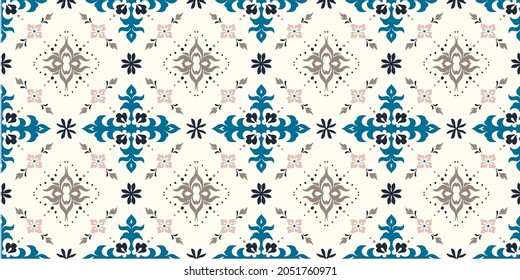 Oriental vector damask pattern. Talavera pottery. Azulejos portugal. Turkish ornament. Spanish porcelain. Ceramic tableware, folk print. Ethnic background. Mediterranean wallpaper. Talavera pottery.