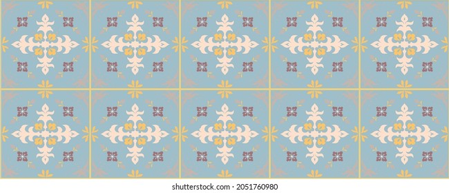 Patrón de damasco vector oriental. Cerámica de Talavera. Azulejos portugal. Ornamento turco. Porcelana española. Vajilla de cerámica, impresión folclórica. Origen étnico. Papel de pared mediterráneo. Cerámica de Talavera.