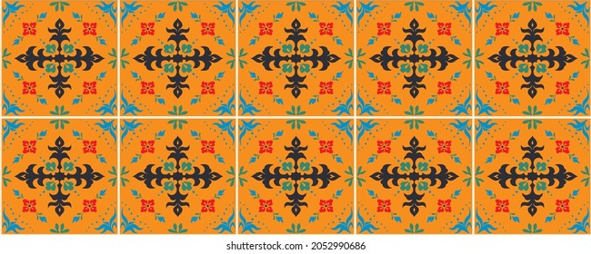 Patrón de damasco vector oriental. Cerámica de Talavera. Azulejos portugal. Ornamento turco. Porcelana española. Vajilla de cerámica, impresión folclórica. Origen étnico. Papel de pared mediterráneo. Cerámica de Talavera.