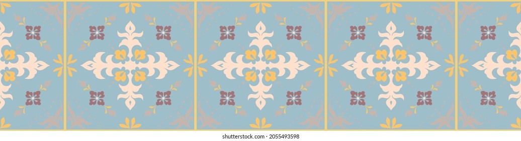 Oriental vector damask pattern. Talavera pottery. Azulejos portugal. Turkish ornament. Spanish porcelain. Ceramic tableware, folk print. Ethnic background. Mediterranean wallpaper. Talavera pottery.