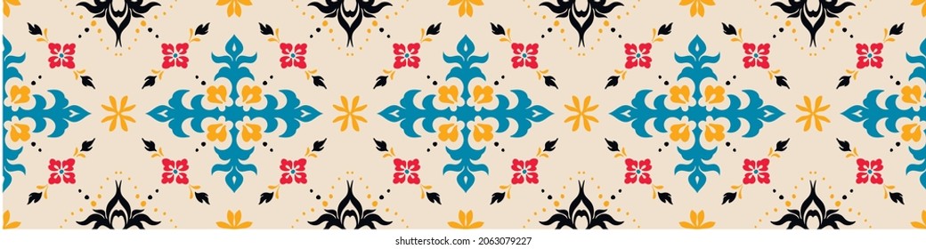 Oriental vector damask pattern. Talavera pottery. Azulejos portugal. Turkish ornament. Spanish porcelain. Ceramic tableware, folk print. Ethnic background. Mediterranean wallpaper. Talavera pottery.