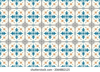 Oriental vector damask pattern. Talavera pottery. Azulejos portugal. Turkish ornament. Spanish porcelain. Ceramic tableware, folk print. Ethnic background. Mediterranean wallpaper. Talavera pottery.