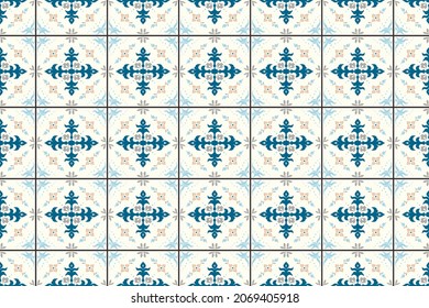 Oriental vector damask pattern. Talavera pottery. Azulejos portugal. Turkish ornament. Spanish porcelain. Ceramic tableware, folk print. Ethnic background. Mediterranean wallpaper. Talavera pottery.