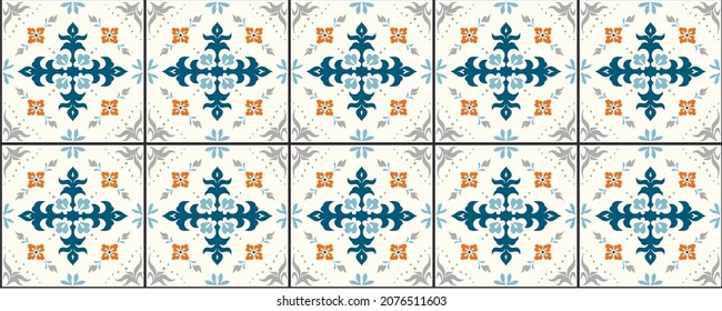 Oriental vector damask pattern. Talavera pottery. Azulejos portugal. Turkish ornament. Spanish porcelain. Ceramic tableware, folk print. Ethnic background. Mediterranean wallpaper. Talavera pottery.