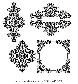 Oriental vector damask patterns for greeting cards and wedding invitations.