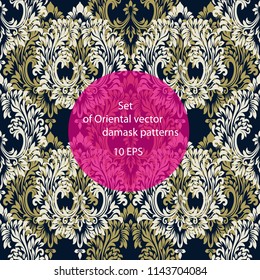Oriental vector damask patterns for greeting cards and wedding invitations.
