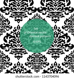 Oriental vector damask patterns for greeting cards and wedding invitations.
