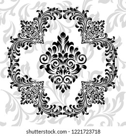 Oriental vector damask patterns for greeting cards and wedding invitations.