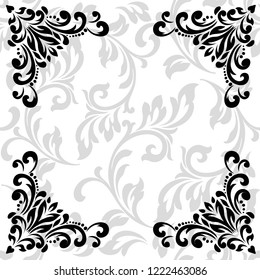 Oriental vector damask patterns for greeting cards and wedding invitations.Decor background Vector. 