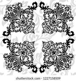 Oriental vector damask patterns for greeting cards and wedding invitations.