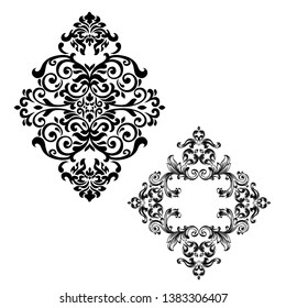 Oriental vector damask patterns for greeting cards and wedding invitations.