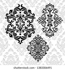 Oriental vector damask patterns for greeting cards and wedding invitations.