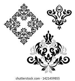 Oriental vector damask patterns for greeting cards and wedding invitations.
